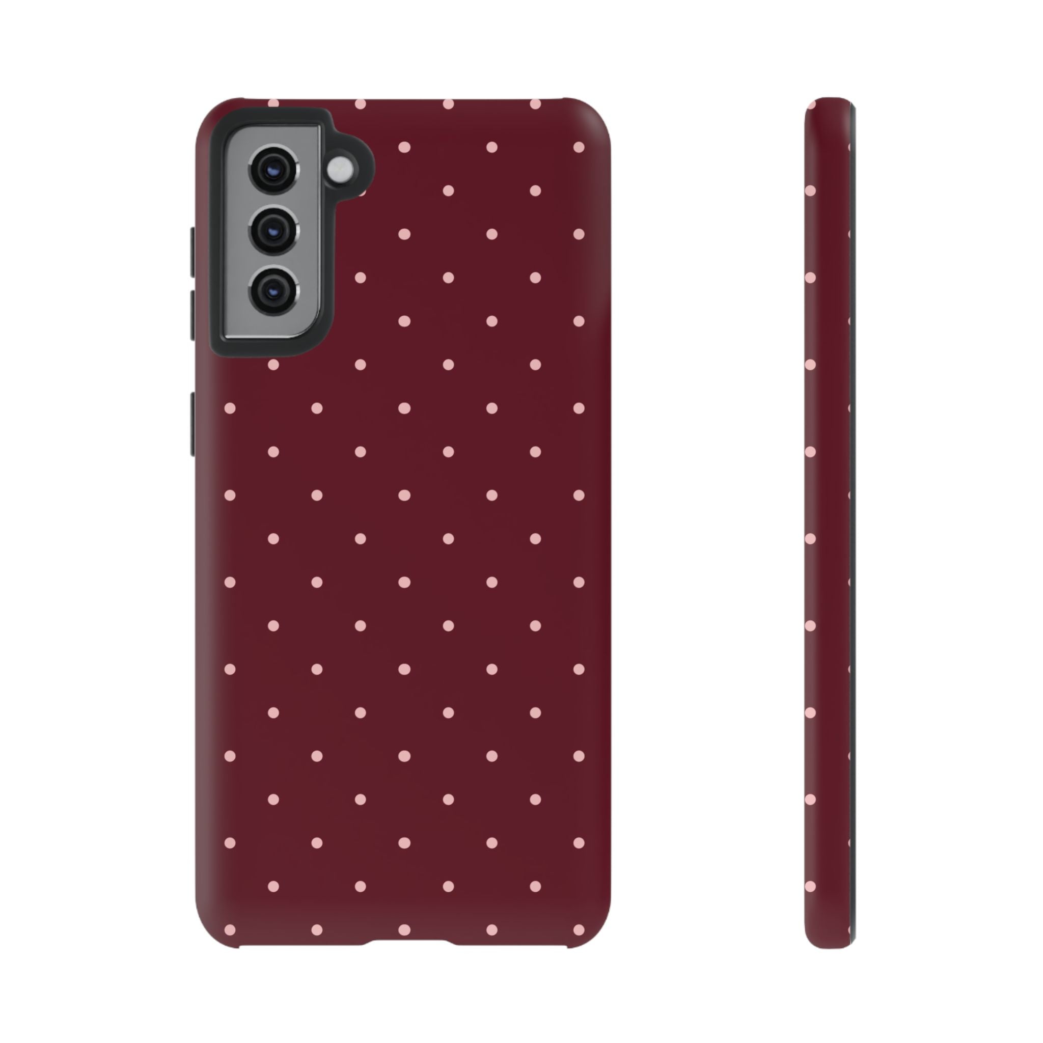 Burgundy Red & Pink Polka Dot Phone Case