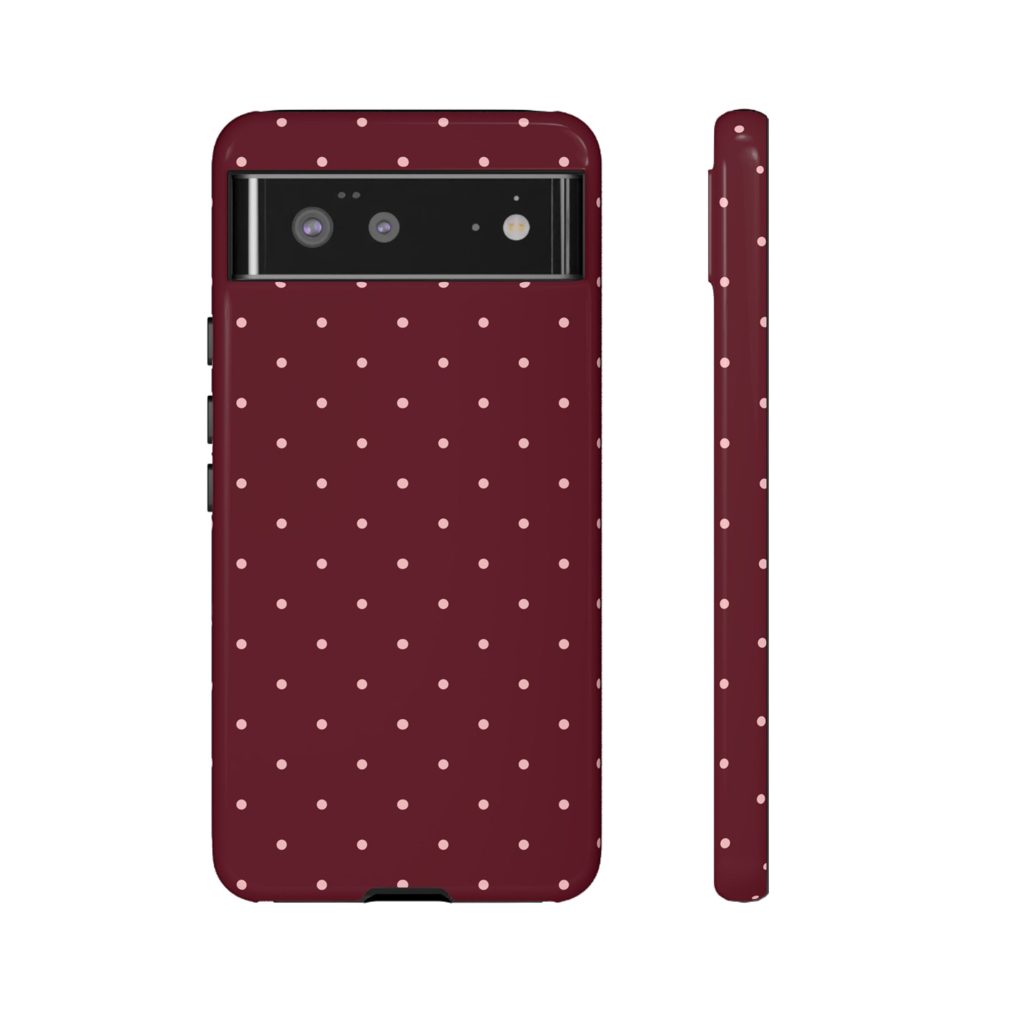 Burgundy Red & Pink Polka Dot Phone Case