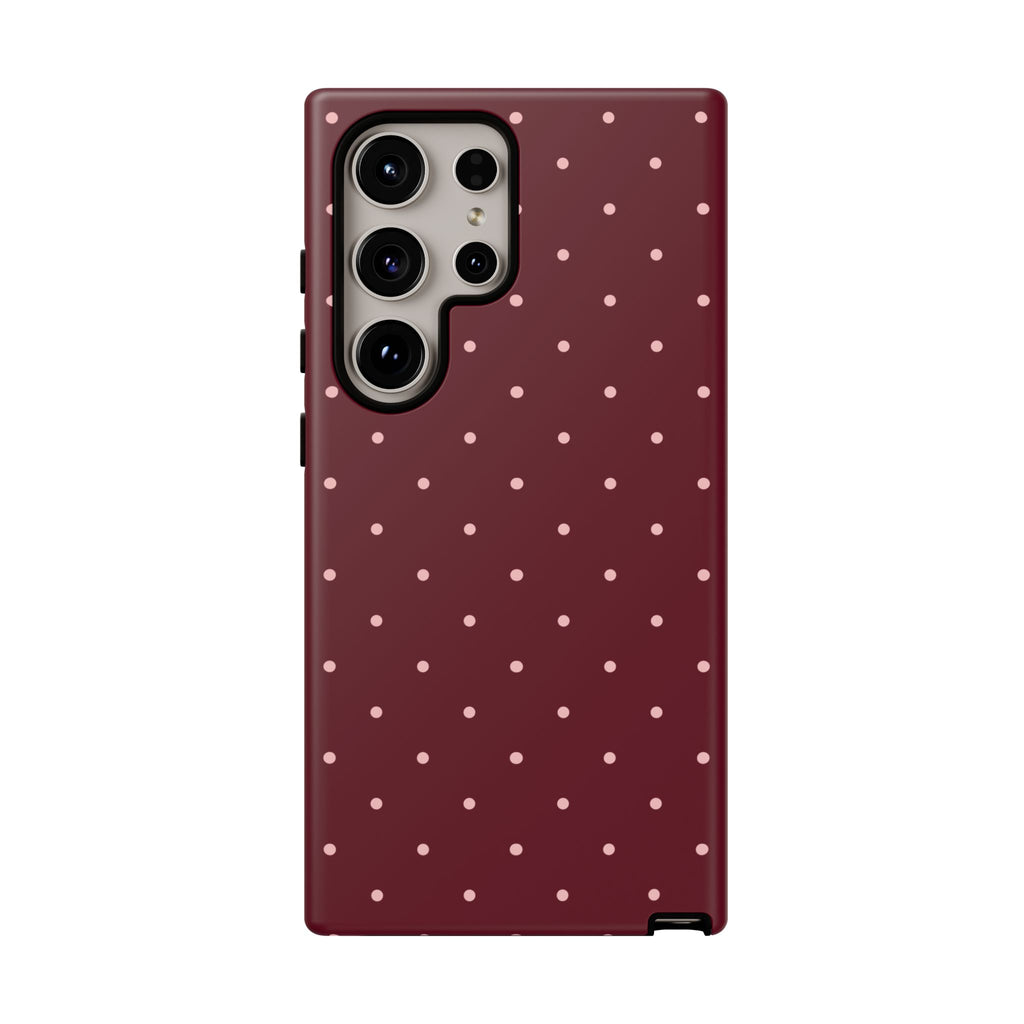 Burgundy Red & Pink Polka Dot Phone Case