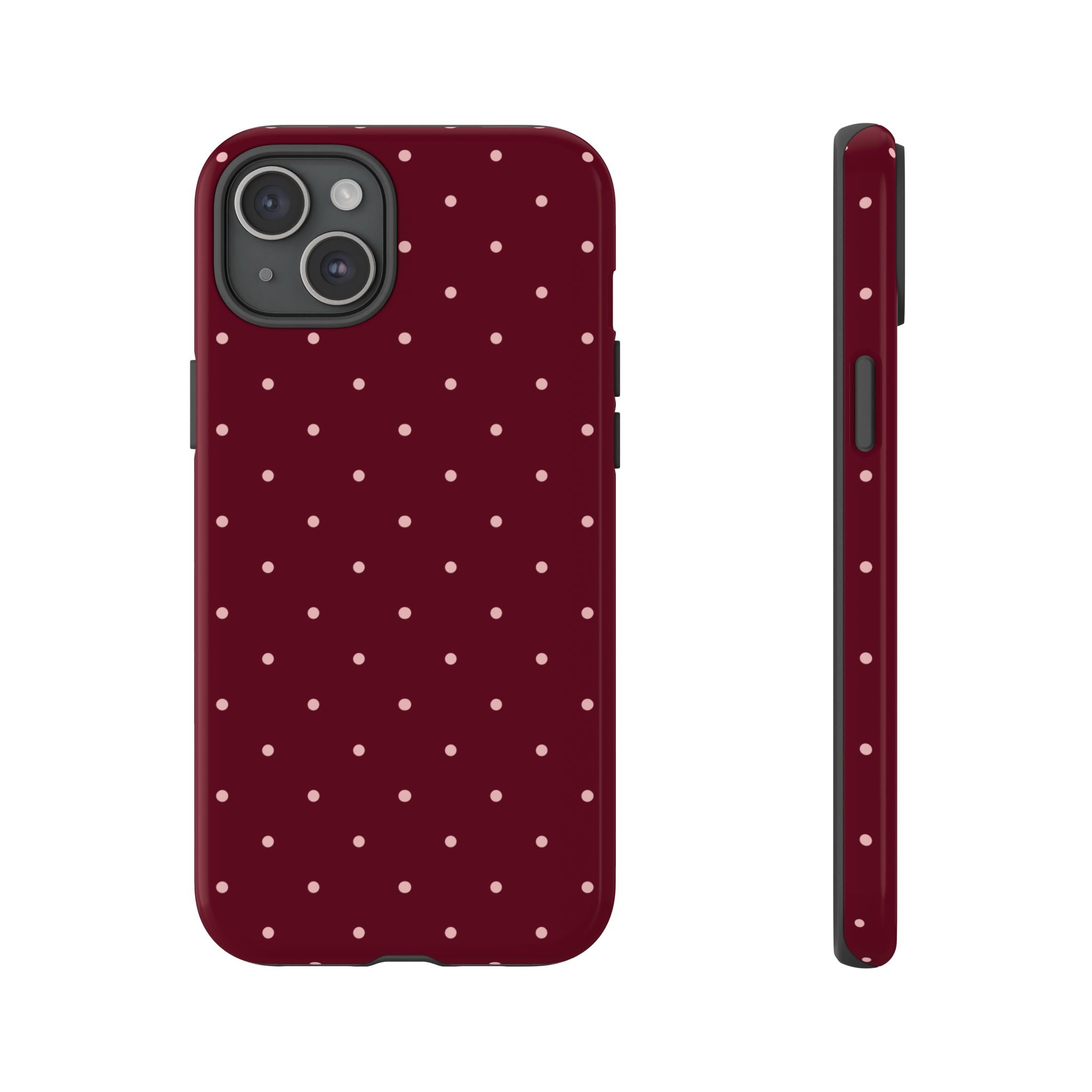 Burgundy Red & Pink Polka Dot Phone Case