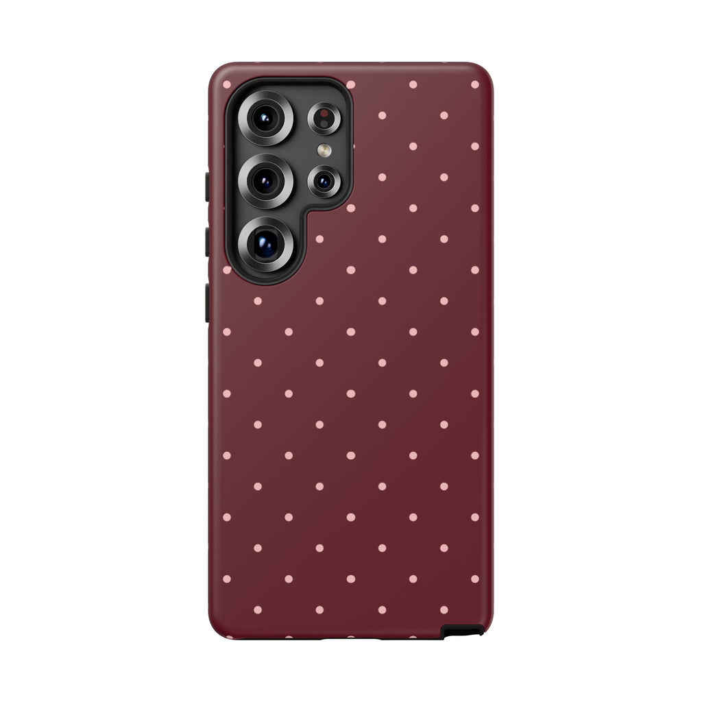 Burgundy Red & Pink Polka Dot Phone Case
