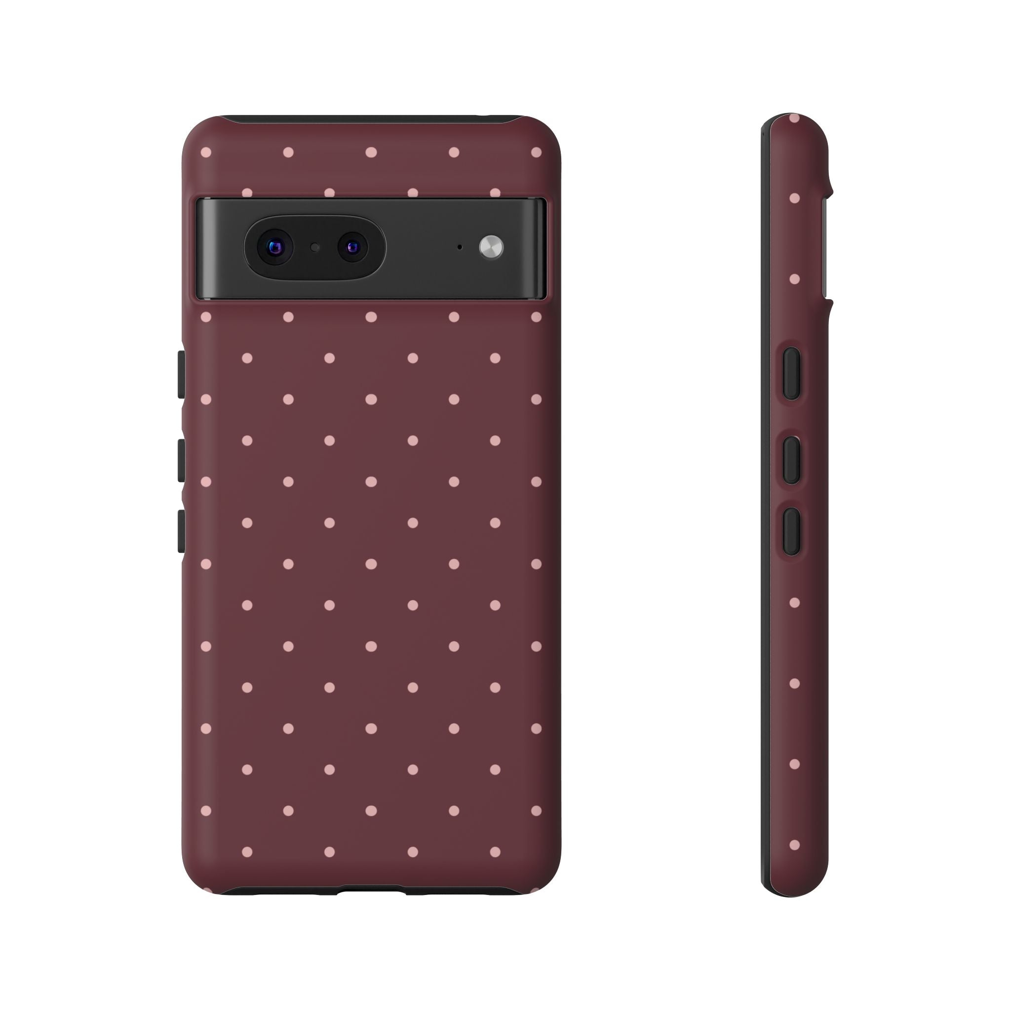 Burgundy Red & Pink Polka Dot Phone Case